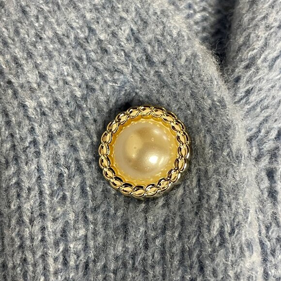 Nanette Lepore Pointelle 5 Button Cardigan Sz LG Pearl Style Buttons Preppy - Picture 4 of 9